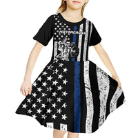 Personalized Motocross Rider Kid Short Sleeve Dress with Splash Pattern and Dirt Bike Jump Illustration - Wonder Print Shop