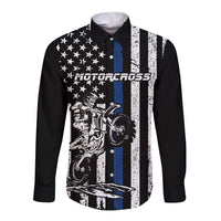 Personalized Motocross Rider Long Sleeve Button Shirt with Splash Pattern and Dirt Bike Jump Illustration - Wonder Print Shop
