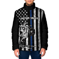 Personalized Motocross Rider Padded Jacket with Splash Pattern and Dirt Bike Jump Illustration - Wonder Print Shop