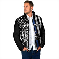 Personalized Motocross Rider Padded Jacket with Splash Pattern and Dirt Bike Jump Illustration - Wonder Print Shop