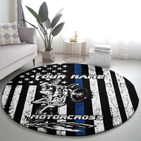 Personalized Motocross Rider Round Carpet with Splash Pattern and Dirt Bike Jump Illustration - Wonder Print Shop