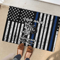Personalized Motocross Rider Rubber Doormat with Splash Pattern and Dirt Bike Jump Illustration - Wonder Print Shop