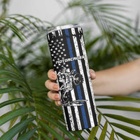 Personalized Motocross Rider Skinny Tumbler with Splash Pattern and Dirt Bike Jump Illustration - Wonder Print Shop