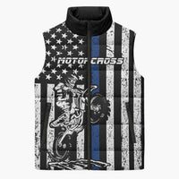 Personalized Motocross Rider Sleeveless Puffer Jacket with Splash Pattern and Dirt Bike Jump Illustration - Wonder Print Shop