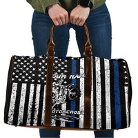 Personalized Motocross Rider Travel Bag with Splash Pattern and Dirt Bike Jump Illustration - Wonder Print Shop