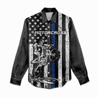 Personalized Motocross Rider Women Casual Shirt with Splash Pattern and Dirt Bike Jump Illustration - Wonder Print Shop