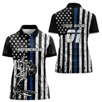 Personalized Motocross Rider Women Polo Shirt with Splash Pattern and Dirt Bike Jump Illustration - Wonder Print Shop
