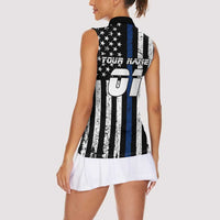 Personalized Motocross Rider Women Sleeveless Polo Shirt with Splash Pattern and Dirt Bike Jump Illustration - Wonder Print Shop