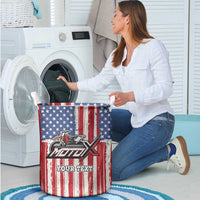 Personalized Motocross Rider Laundry Basket with American Flag and Thin Blue Line Pattern - Wonder Print Shop