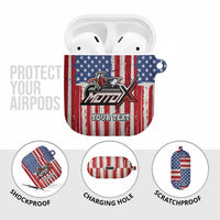 Personalized Motocross Rider AirPods Case with American Flag and Thin Blue Line Pattern - Wonder Print Shop