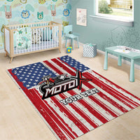 Personalized Motocross Rider Area Rug with American Flag and Thin Blue Line Pattern - Wonder Print Shop