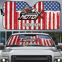 Personalized Motocross Rider Auto Sun Shade with American Flag and Thin Blue Line Pattern - Wonder Print Shop