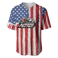 Personalized Motocross Rider Baseball Jersey with American Flag and Thin Blue Line Pattern - Wonder Print Shop