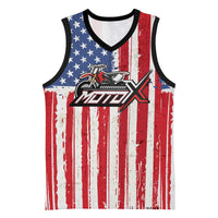 Personalized Motocross Rider Basketball Jersey with American Flag and Thin Blue Line Pattern - Wonder Print Shop