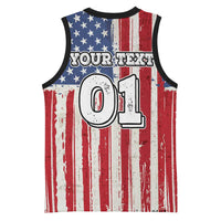 Personalized Motocross Rider Basketball Jersey with American Flag and Thin Blue Line Pattern - Wonder Print Shop