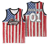 Personalized Motocross Rider Basketball Jersey with American Flag and Thin Blue Line Pattern - Wonder Print Shop