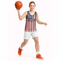 Personalized Motocross Rider Basketball Jersey with American Flag and Thin Blue Line Pattern - Wonder Print Shop