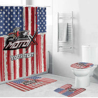 Personalized Motocross Rider Bathroom Set with American Flag and Thin Blue Line Pattern - Wonder Print Shop