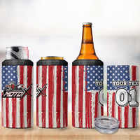 Personalized Motocross Rider 4 in 1 Can Cooler Tumbler with American Flag and Thin Blue Line Pattern - Wonder Print Shop
