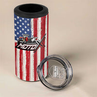 Personalized Motocross Rider 4 in 1 Can Cooler Tumbler with American Flag and Thin Blue Line Pattern - Wonder Print Shop