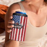 Personalized Motocross Rider 4 in 1 Can Cooler Tumbler with American Flag and Thin Blue Line Pattern - Wonder Print Shop