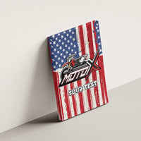 Personalized Motocross Rider Canvas Wall Art with American Flag and Thin Blue Line Pattern - Wonder Print Shop