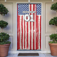Personalized Motocross Rider Door Cover with American Flag and Thin Blue Line Pattern - Wonder Print Shop