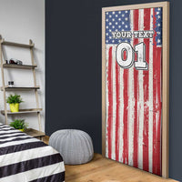Personalized Motocross Rider Door Cover with American Flag and Thin Blue Line Pattern - Wonder Print Shop