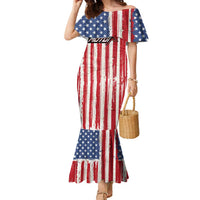 Personalized Motocross Rider Family Matching Mermaid Dress and Hawaiian Shirt with American Flag and Thin Blue Line Pattern - Wonder Print Shop