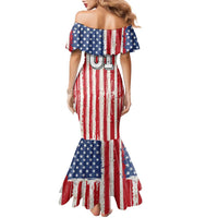 Personalized Motocross Rider Family Matching Mermaid Dress and Hawaiian Shirt with American Flag and Thin Blue Line Pattern - Wonder Print Shop