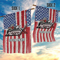 Personalized Motocross Rider Garden Flag with American Flag and Thin Blue Line Pattern - Wonder Print Shop