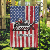Personalized Motocross Rider Garden Flag with American Flag and Thin Blue Line Pattern - Wonder Print Shop