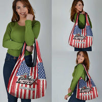 Personalized Motocross Rider Grocery Bag with American Flag and Thin Blue Line Pattern - Wonder Print Shop