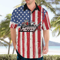 Personalized Motocross Rider Hawaiian Shirt with American Flag and Thin Blue Line Pattern - Wonder Print Shop