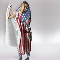 Personalized Motocross Rider Hooded Blanket with American Flag and Thin Blue Line Pattern - Wonder Print Shop