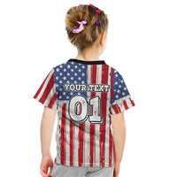 Personalized Motocross Rider Kid T Shirt with American Flag and Thin Blue Line Pattern - Wonder Print Shop