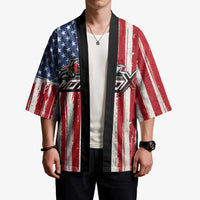 Personalized Motocross Rider Kimono with American Flag and Thin Blue Line Pattern - Wonder Print Shop