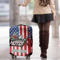 Personalized Motocross Rider Luggage Cover with American Flag and Thin Blue Line Pattern - Wonder Print Shop