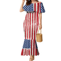 Personalized Motocross Rider Mermaid Dress with American Flag and Thin Blue Line Pattern - Wonder Print Shop