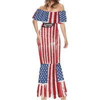 Personalized Motocross Rider Mermaid Dress with American Flag and Thin Blue Line Pattern - Wonder Print Shop
