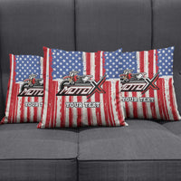 Personalized Motocross Rider Pillow Cover with American Flag and Thin Blue Line Pattern - Wonder Print Shop