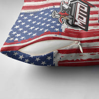 Personalized Motocross Rider Pillow Cover with American Flag and Thin Blue Line Pattern - Wonder Print Shop