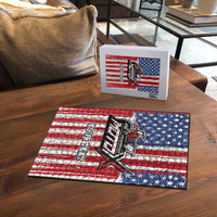 Personalized Motocross Rider Puzzle with American Flag and Thin Blue Line Pattern - Wonder Print Shop