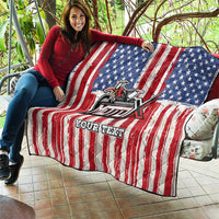 Personalized Motocross Rider Quilt with American Flag and Thin Blue Line Pattern - Wonder Print Shop