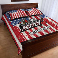 Personalized Motocross Rider Quilt Bed Set with American Flag and Thin Blue Line Pattern - Wonder Print Shop