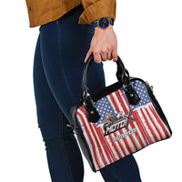 Personalized Motocross Rider Shoulder Handbag with American Flag and Thin Blue Line Pattern - Wonder Print Shop