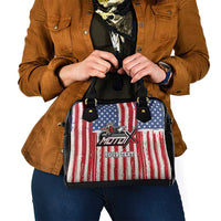 Personalized Motocross Rider Shoulder Handbag with American Flag and Thin Blue Line Pattern - Wonder Print Shop