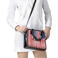 Personalized Motocross Rider Shoulder Handbag with American Flag and Thin Blue Line Pattern - Wonder Print Shop
