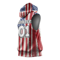Personalized Motocross Rider Sleeveless Hoodie with American Flag and Thin Blue Line Pattern - Wonder Print Shop