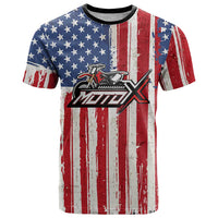 Personalized Motocross Rider T Shirt with American Flag and Thin Blue Line Pattern - Wonder Print Shop
